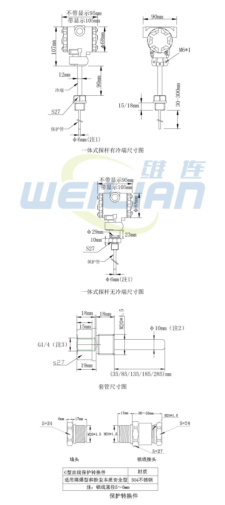 防爆插入型温度变送器外形尺寸 億彩电子