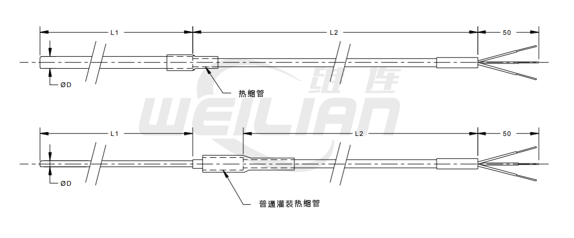  工业pt100温度传感器 億彩温度传感器
